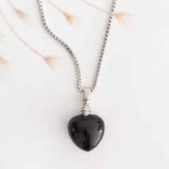 Colar Perfumeiro de Pedra Natural - Obsidiana