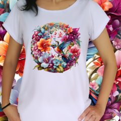 Babylook - Mandala dois beija flores nas orquídeas