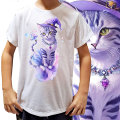 Camiseta unissex infantil Gato bruxinha