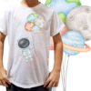 Camiseta unissex infantil Astronauta com Planetas