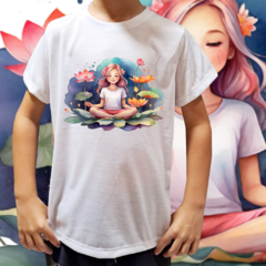 Camiseta unissex infantil Menina flor