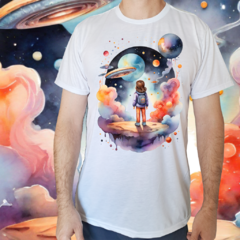 Camiseta masculina/unissex De frente com o universo