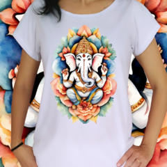 Babylook Ganesha flores em aquarela