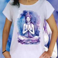 Babylook Mandala azul gratidão frente e verso - comprar online
