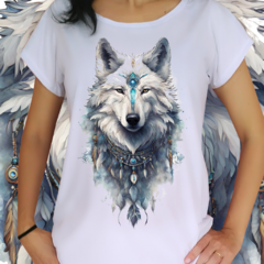 Camiseta masculina/unissex - Animal de poder Lobo pedra azul