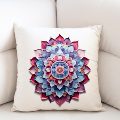 Capa de almofada - Mandala rosa e azul