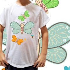 Camiseta unissex infantil Borboletinhas coloridas