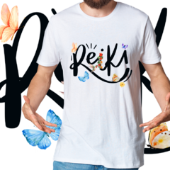 Camiseta masculina/unissex Reiki beija flor e borboletas