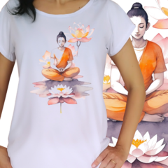 Babylook meditação lotus aquarela laranja