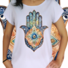 Babylook Hamsa em aquarela olho marinho