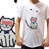 Camiseta unissex infantil Gatinho nerd - Desenhista Camila Rolfhs