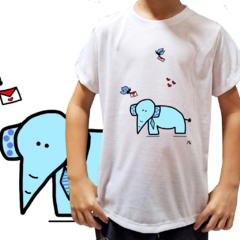 Camiseta unissex infantil Elefantinho azul - Desenhista Camila Rolfhs