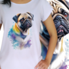 Babylook Cachorro Pug em aquarela