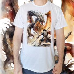 Camiseta masculina/unissex Ogum - São Jorge Guerreiro com dragão