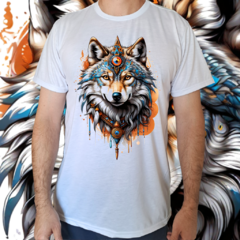 Camiseta masculina/unissex Lobo fogo