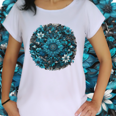 Babylook - Mandala preta e turquesa