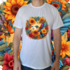 Camiseta masculina/unissex Mandala três beija flores no girassol
