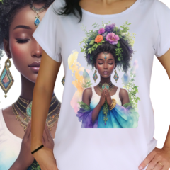 Babylook Deusa afro em oração florida