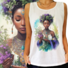 Regata Deusa Afro com Buquê de ervas e flores