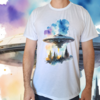 Camiseta masculina/unissex UFO em aquarela