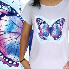 Babylook borboleta em aquarela - Desenhista Cintia Fernandes