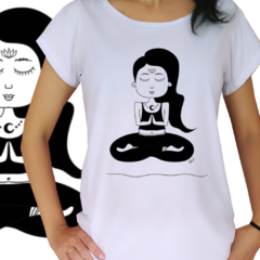 Babylook - Meditação Menina Namaste - Desenhista Bbel Bellucci