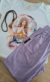 Conjunto babylook + Calça em algodão Lavanda + Japamala de madeira (cópia)