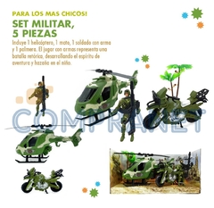 Imagen de Set Soldados con Helicóptero y Moto 11327
