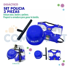 Set Policía, 3 piezas, casco garrote y pechera, 11657 - Compranet