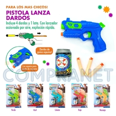 Pistola Lanza Dardos, 3 dardos con sopapa y 1 lata, 11707 - comprar online