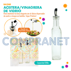 Aceitera/Vinagrera 250 c.c. de Vidrio, Lisa 11875 - comprar online