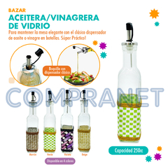Aceitera/Vinagrera 250 c.c. de Vidrio con revestimiento, 11879 - Compranet
