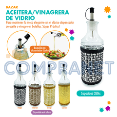 Aceitera/Vinagrera 350 c.c. de Vidrio con revestimiento, 11881 - tienda online