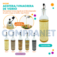Aceitera/Vinagrera 600cc de Vidrio con revestimiento, 11882 - comprar online