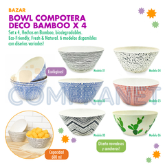 Bowl Compotera Deco Bamboo, ecológico, x 4 unidades 11883 - Compranet