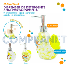 Dispenser de detergente/Jabón con porta-esponja, incluye esponja, 11918 - Compranet
