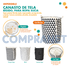 Canasto de tela rígida estampada, impermeable con tapa, 3 modelos - comprar online