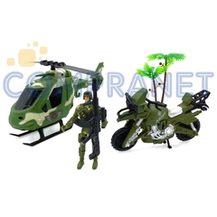 Set Soldados con Helicóptero y Moto 11327