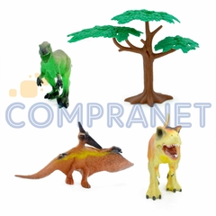 Imagen de Kit de Dinosaurios x 3 en caja. Incluye: 3 dinosaurios diferentes + 1 árbol. 10391