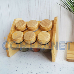Especiero Bambú x 6 frascos, Condimentos, de Madera y Vidrio, 13136 en internet