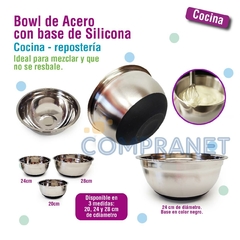Bowl Acero con base de silicona, 24cm, 10865 - tienda online