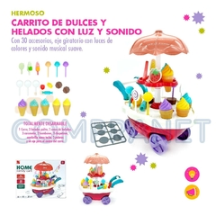 Imagen de Carrito Dulces y helados con luz y sonido 30 piezas, 10064.