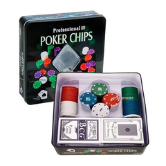 Set de Poker x 100 Fichas + 2 Masos de Carta en Caja de Lata 11638 - comprar online