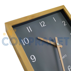 Reloj de pared Analógico Cuadrado, Marco Madera 25x25 cm 13102 - comprar online