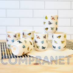 Cuenco, Taza de té x6 Porcelana China, Diseño mariposas, 11838 - Compranet