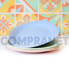 Set de 4 platos ecológicos biodegradables Cuadrados x 18cm, color pastel, 11833 - tienda online