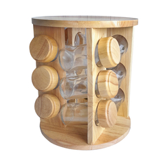 Especiero Giratorio Bambú Grande x 12 frascos, Condimentos, de Madera y Vidrio, 13135 - comprar online