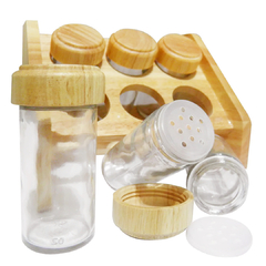 Especiero Bambú x 6 frascos, Condimentos, de Madera y Vidrio, 13136 - comprar online
