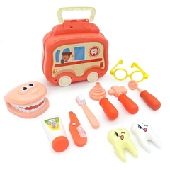 Set de Dentista, Juego de Odontólogo, 11 piezas, con dentadura y Valija, 7867