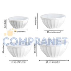 Set de Tapers herméticos x 4 melamina, c/tapa, Bowl contenedor, 12740 - comprar online